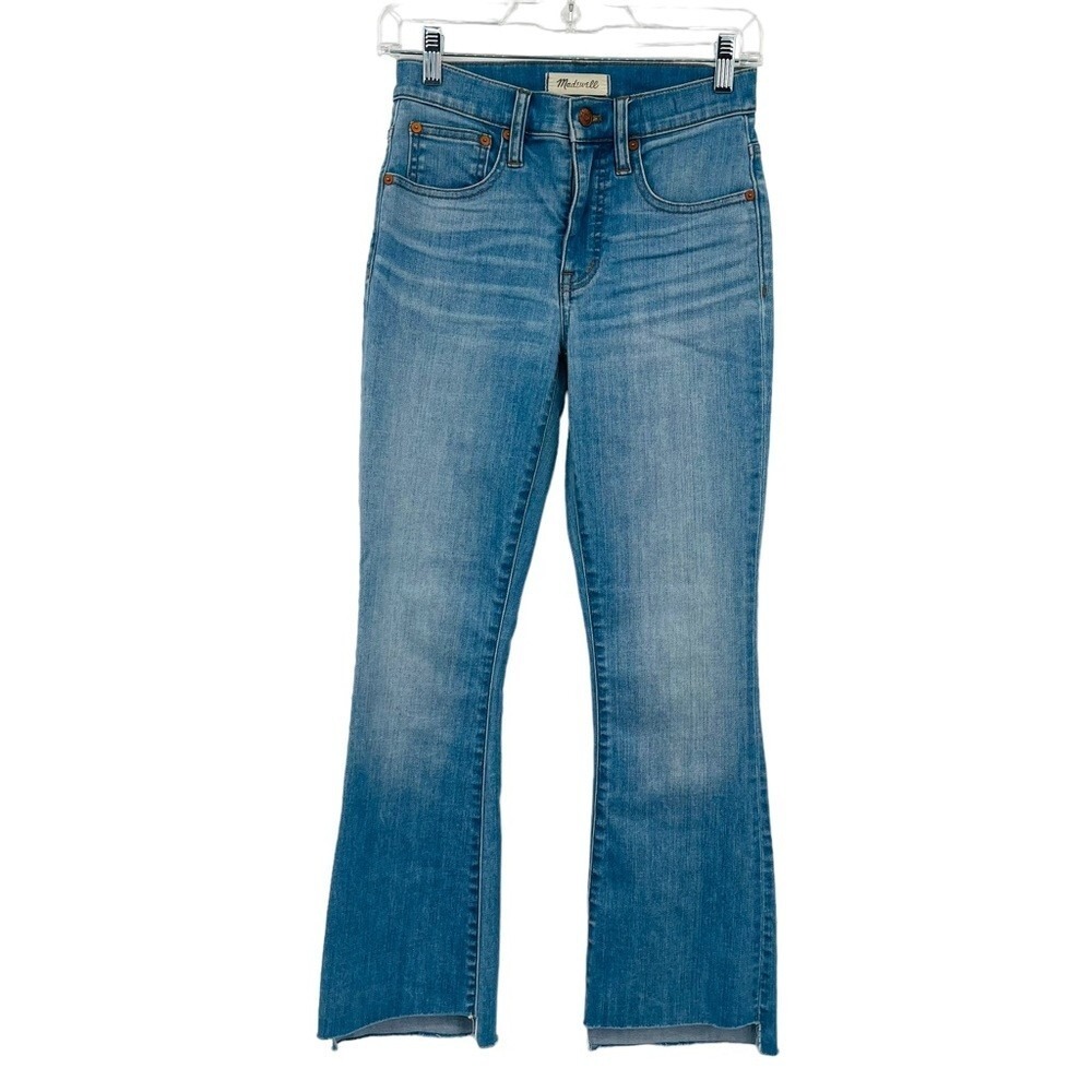 Madewell Cali Demi-Boot Jeans Womens 24 Blue High Rise Raw Step Hem Stretch